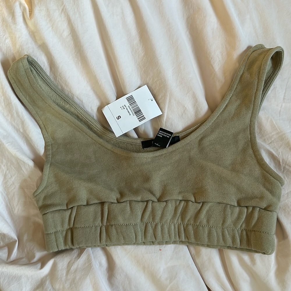 Forever 21 olive knit elastic sports bra size SMALL NWT